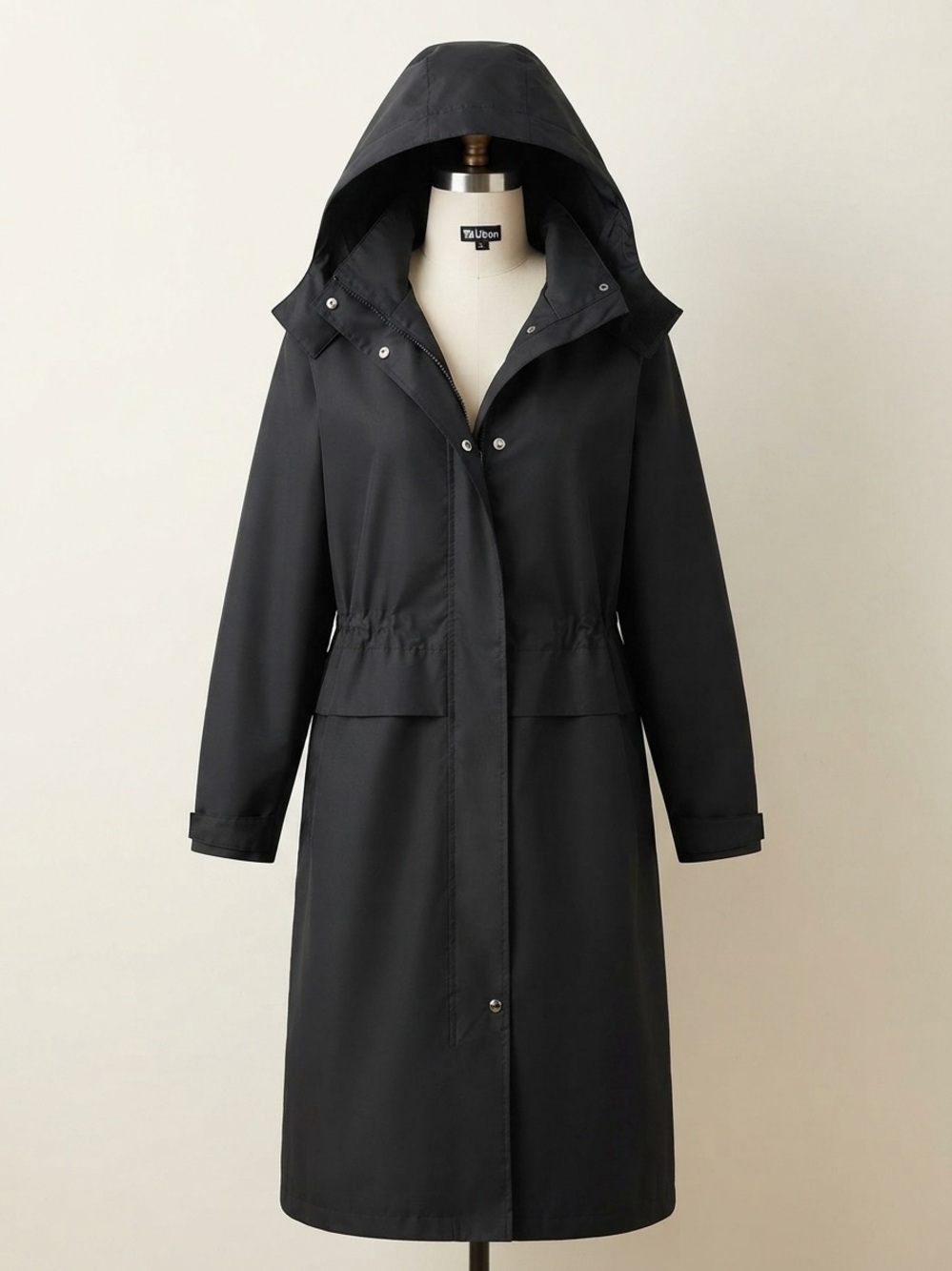 Women’s Black Hooded Trench Coat - Unbranded